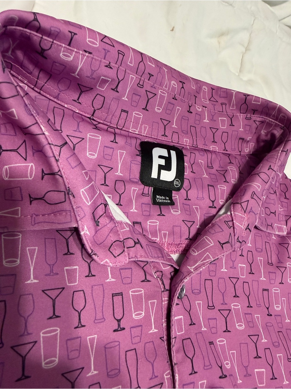 FootJoy Purple Cocktail Glass Print Golf Polo